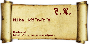 Nika Ménás névjegykártya